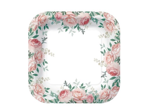 Štvorcové taniere Roses 23 cm 8 ks.
