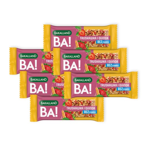 Cereálna tyčinka bez cukru Jahoda a Quinoa Bakalland Ba! 6x40g raňajky