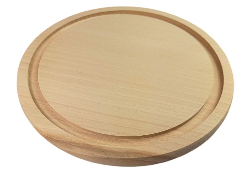 KRAJNÁ DOSKA OKRUHÁ S DRÁŽKOU, 22 CM, DREVENÁ