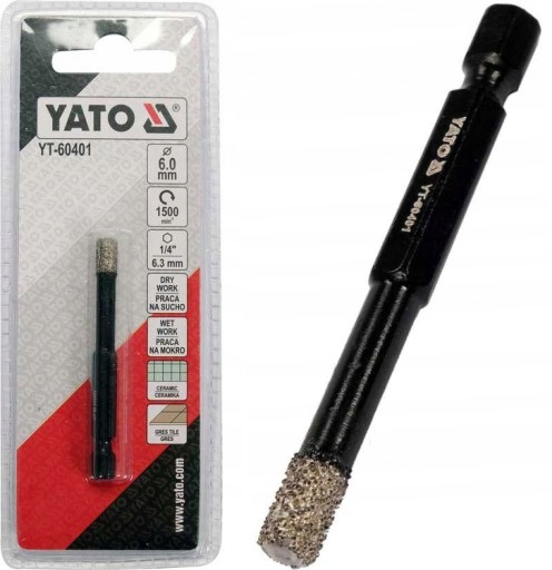 DIAMANTOVÝ VRTÁK YATO VŔTAČKA NA keramiku KERAMICKÝ ŠESTIHRANNÝ 6mm