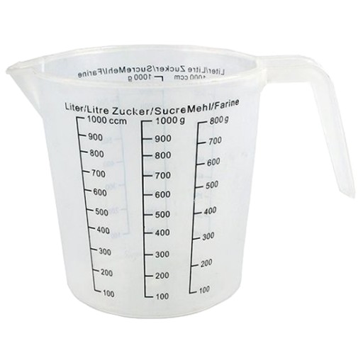KUCHYNSKÁ NÁDOBA S PLASTOVOU ODMERKOU Odmerka s dielikmi 600ml