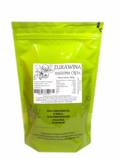 SUŠENÉ REZANÉ BRUSNICE 500g ECOBI