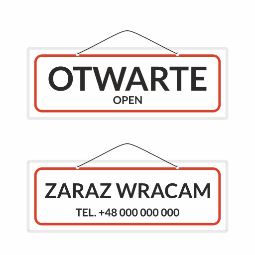 Nápis OTVORENÉ, ČOSKORO VRÁMEM, TEL. Váš projekt