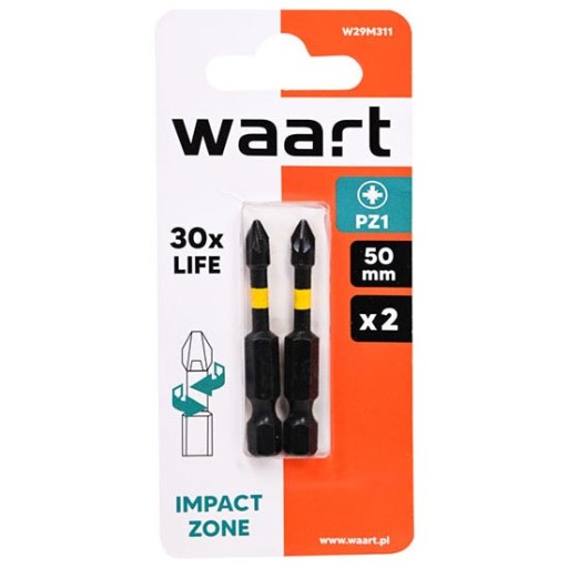 Nárazový skrutkovač Waart Impact PZ1 x 50 mm, blister s 2 ks.