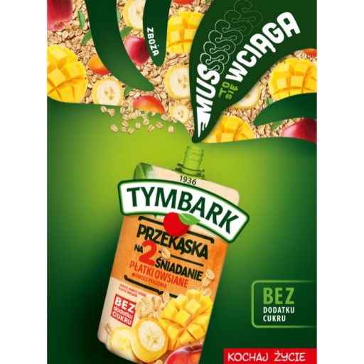 Tymbark Mousse pre deti Ovsené vločky a ovocie Jablko Banán Mango 100 g