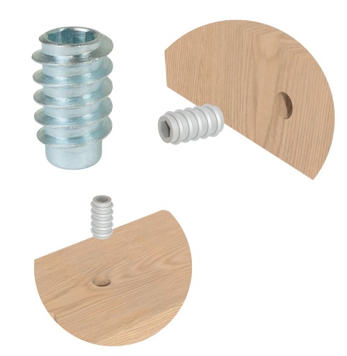 1X nástrčka na skrutkovanie M8 x 25 mm, nábytková vložka do dreva, imbusový kľúč 8