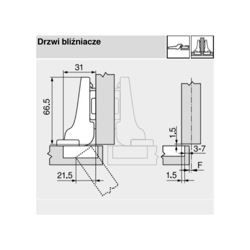 BLUM pánt 110° dvojitý klip BLUMOTION 71B3650