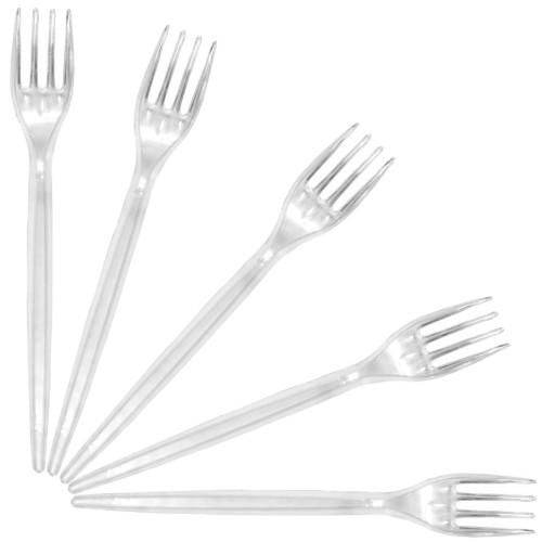 PLASTOVÉ VIDLICE, TRANSPARENT PREMIUM, 100 KS.