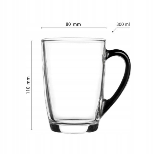 Pohár s čiernym uchom, 300 ml, na kávu a čaj