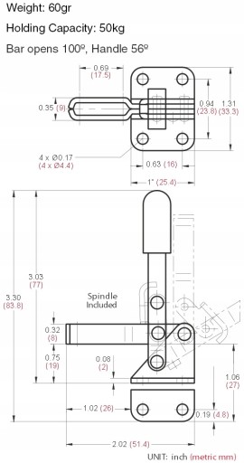 TEPSÁRSKA PÁKA RÝCHLOUPÍNKA MONTÁŽNA SVORKA 25mm 90kg
