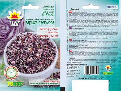 Klíčky semená ČERVENÁ KAPUSTA Toraf 10g
