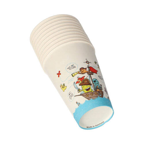 Piráti papierový pohár k narodeninám pre deti, eko, 200 ml, priemer 70 mm, 10 ks.
