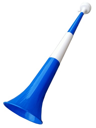 Bielo-modrá vejárová trúbka, skladacia vuvuzela