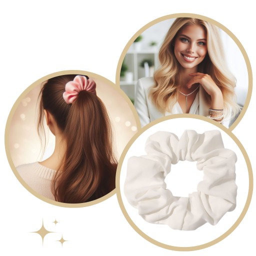 Gumička do vlasov LIKE SILK scrunchies biela BEZPEČNÉ froté LARGE XXL