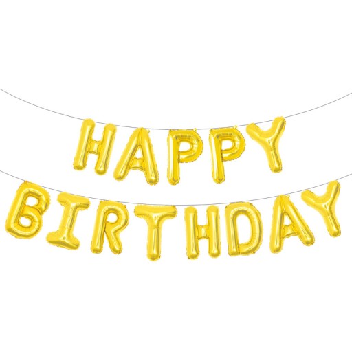 Balón HAPPY BIRTHDAY ZLATÝ PANER BALÓN GARLANDA NARODENINOVÁ DEKORÁCIA