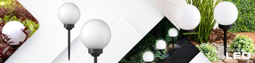Solárna záhradná lampa, biela zapustená guľa, 15 cm