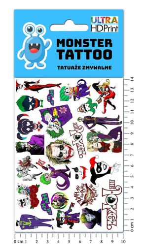 UMÝVAJÚCE DOČASNÉ TETOVANIE PRE DETI DETSKÝ JOKER ORIGINÁLNE DIZAJNY