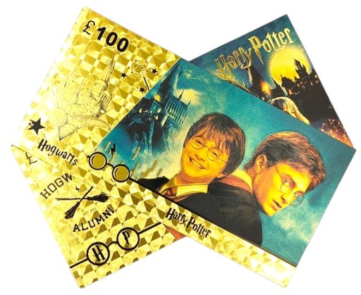 Harry Potter 100 librová krásna pozlátená bankovka