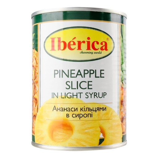 Nakrájaný ananás v sirupe, plechovka Iberica 565g