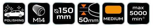 Leštiaci pad 150x50mm stredná špongia M14 NEO 08-972