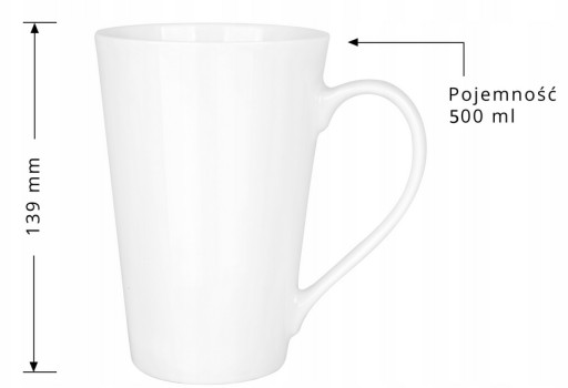 Veľký biely porcelánový hrnček na čaj, kávu, porcelán, 500ml, 0,5l