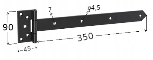 Čierna závesová okenica brány ZB350 350x45x90x3,0mm Domax 1 kus