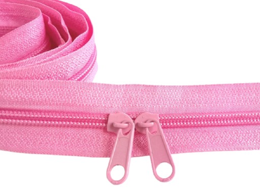 Špirálová páska na zips 5 mm zips na meter RUŽOVÁ 1 meter + 2 zipsy