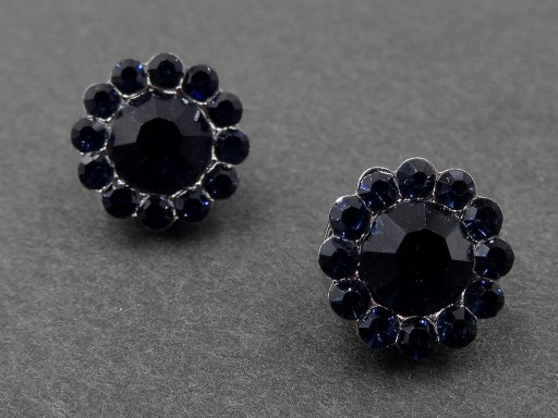 9mm Ozdobné gombíky 1ks STRIEBORNÉ zirkóny TMAVÁ NÁMORNÍCKA MODRÁ OZ14 8173