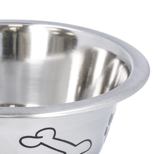 Kovová miska pre psa a mačku na jedlo, vodu, oceľ, 0,75l, strieborná, Ø16 cm
