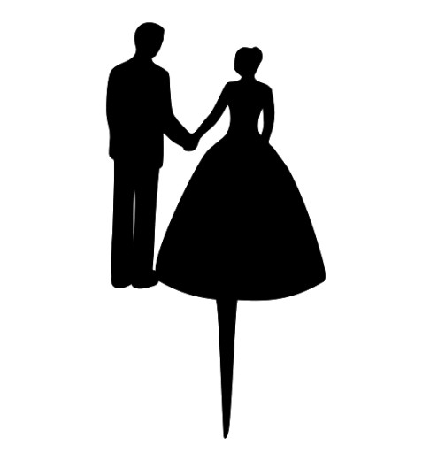 Nevesta a ženích Wedding Svadobná figúrka na svadobnú tortu Čierny lesklý plexi