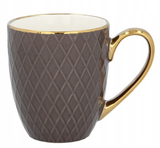 380ml EMBOSSOVANÝ porcelánový hrnček so zlatým uškom