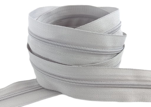 Špirálová páska na zips 3 mm zips SVETLO SIVÁ 1 meter + 2 zipsy