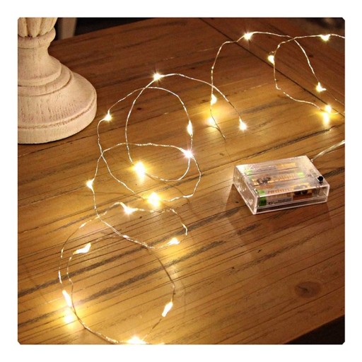 BATÉRIOVÉ NAPÁJANÉ MIKROLED LAMPY - 2m TEPLÁ BIELA