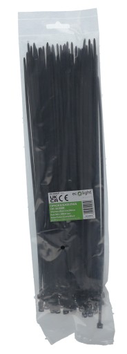 Sťahovacie pásky 3,6x300mm Čierna 100 ks