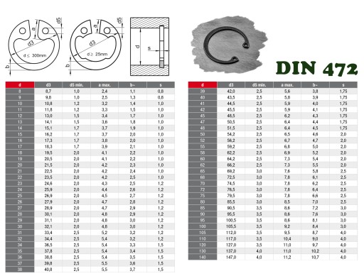 12 Vnútorný poistný krúžok, NEREZOVÝ NEREZOVÝ INOX, W12 472 (10)