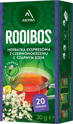 Bylinkový čaj vo vrecúškach Astra Rooibos baza čierna 20 ks x3