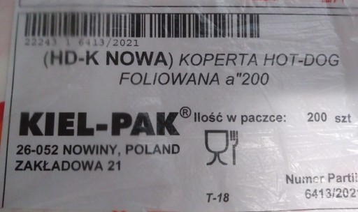 Hot dog fóliové vrecko 200 ks.