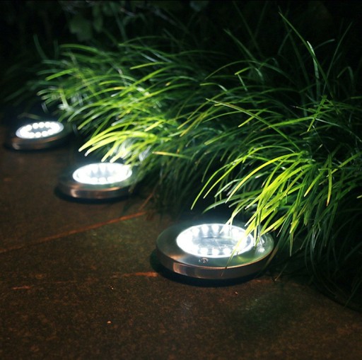 Solárna záhradná pozemná lampa, oceľ, studená biela, 16 LED, odolná