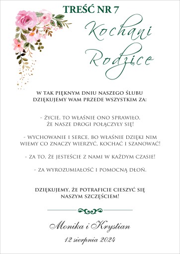 Poukaz, poďakovanie rodičom, mame, otcovi, krstným rodičom, svedkom