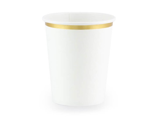 Biele jednorazové papierové kelímky 260ml, 6 ks.