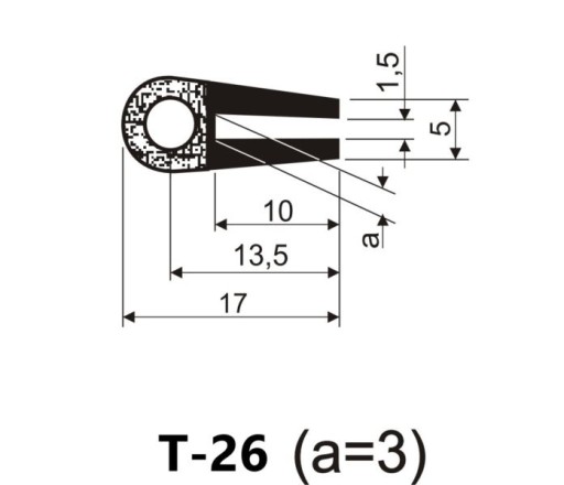 UNIVERZÁLNE T 26 TESNENIE HRANY DVERÍ T-26