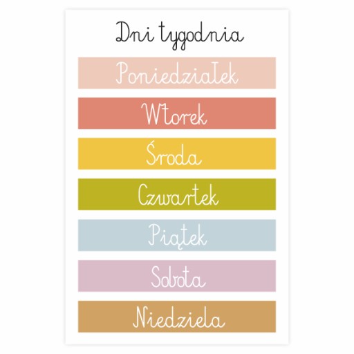 Náučný plagát Dni v týždni A4 MONTESSORI