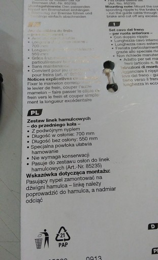 Brzdové lanko pre predné koleso FISCHER 700 mm lanko prednej brzdy