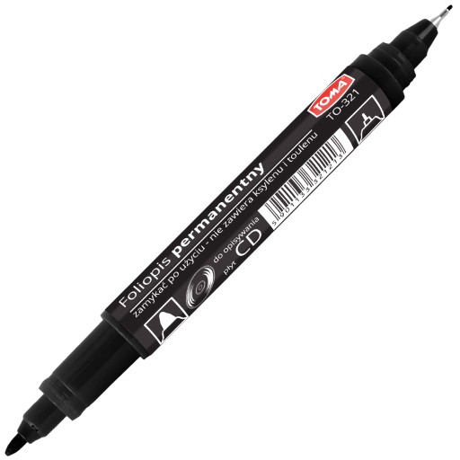 Obojstranný čierny permanentný fix TOMA