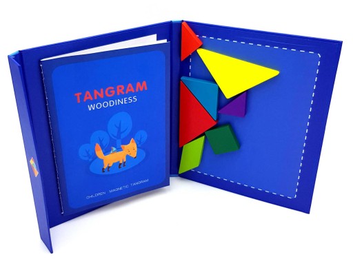 Tangram Magnetická drevená logická logická hra