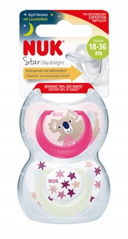 NUK SILIKÓNOVÉ SOATKY ANATOMICAL STAR NIGHT 18-36M 2KS + PUZDRO