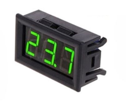 12V panelový teplomer so zeleným LED displejom