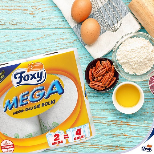 Kuchynské papierové utierky Foxy Mega zdobené mega dlhé rolky, 2 kusy