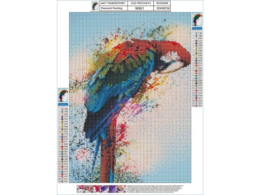 Diamantové vyšívanie PARROTS Diamantové maľovanie 5D SET na vyrezávanie diamantom