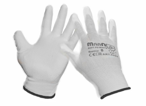 SOFT PU biele 10 potiahnuté ochranné rukavice